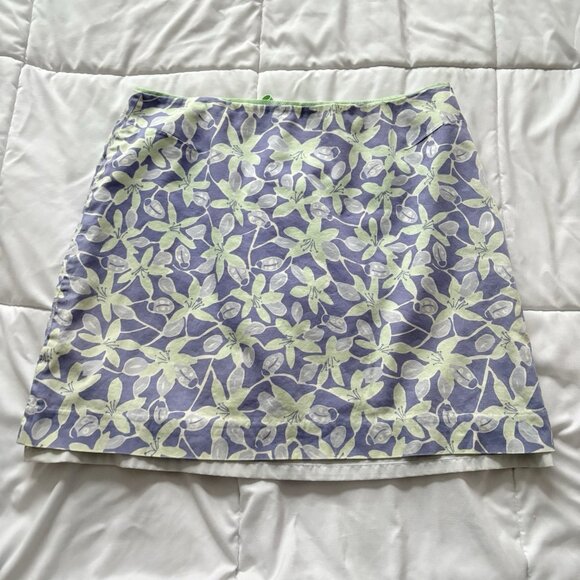 Lilly Pulitzer Dresses & Skirts - Vintage 90s Y2K Lilly Pulitzer Skirt Womens 10 Purple Green Floral Boho Summer